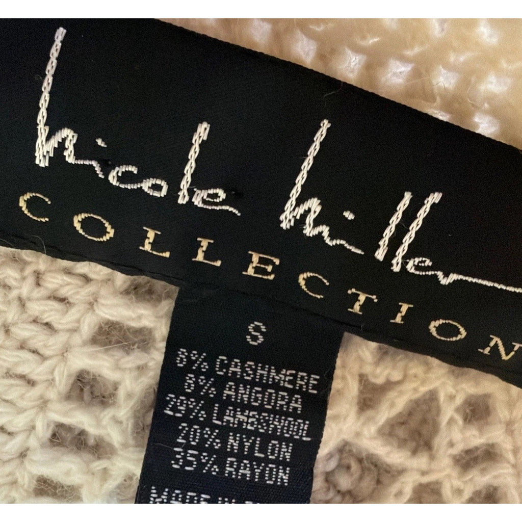 Nicole Miller Women Cover Up S Cream Crochet Cashmere Angora Blend Boho Coastal