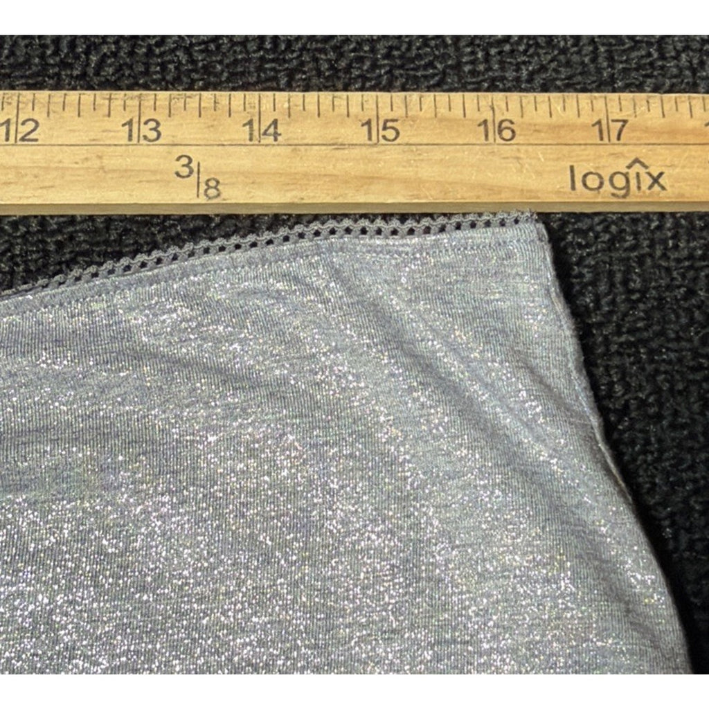 NWT Aerie Womens L Shimmer Maxi Skirt Silver Glitter Ribbon Detail Stretch New