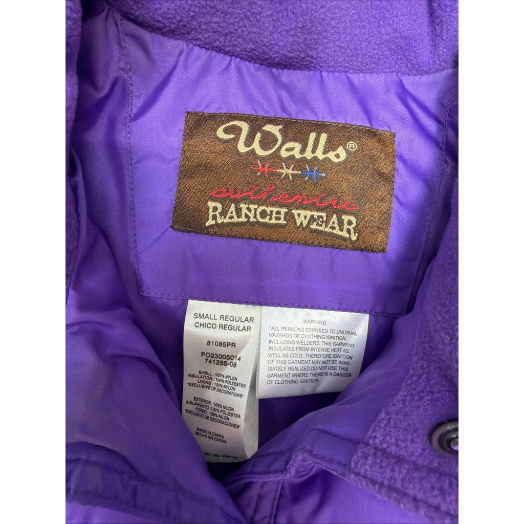 Walls Ranch Wear Outerwear Winter Vest Insulated Purple Puffer Jacket Sz Small S