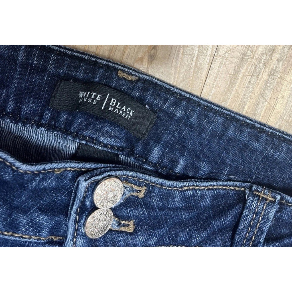 White House Black Market Denim Jeans 8R Women Blue Skinny Flare