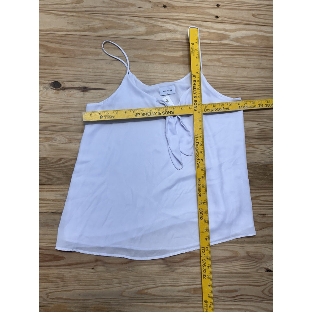 Adrienne White Tie Bust Sleeveless Tank Top Women's Size Large Flirty Boho Chic
