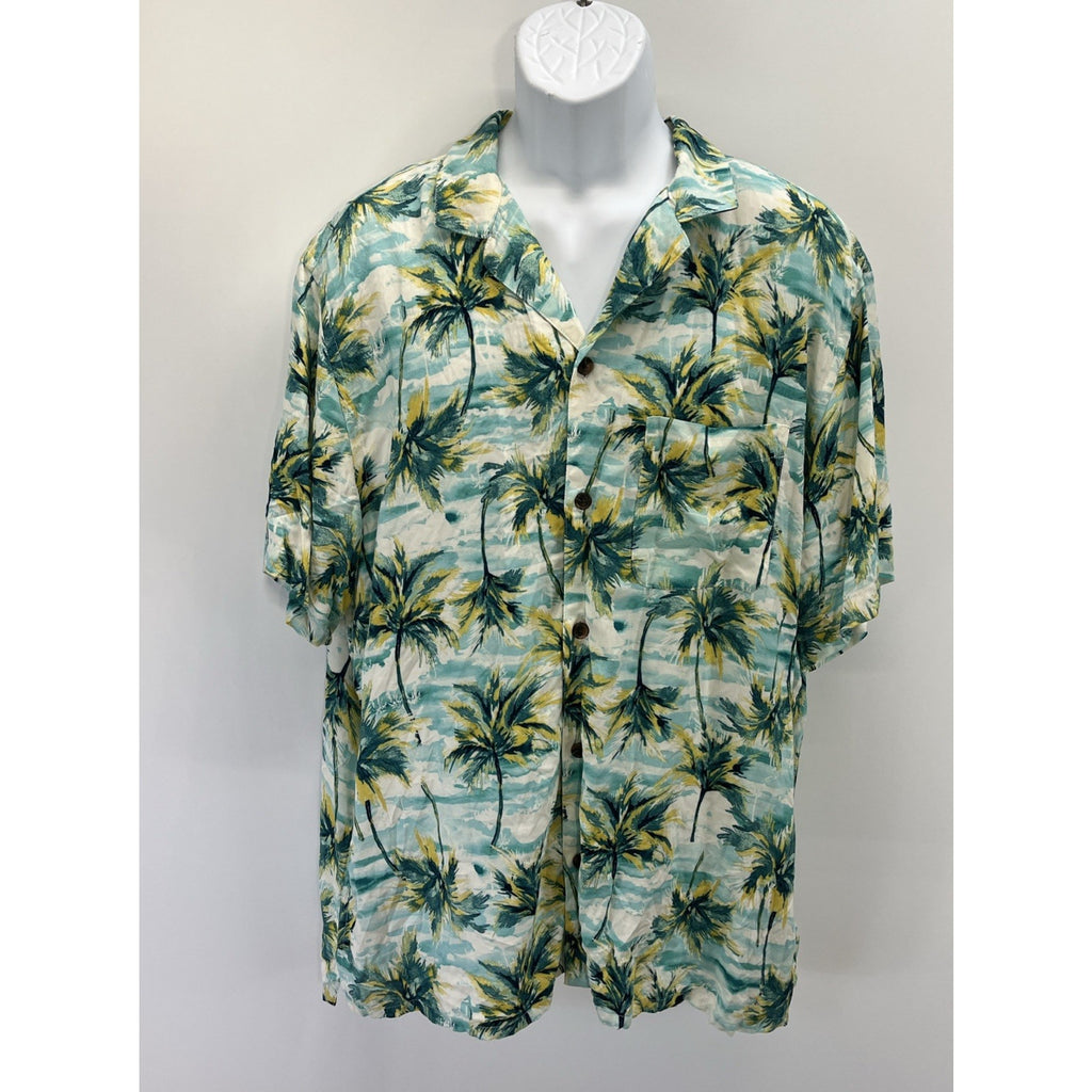 Hawaiian OLD NAVY Shirt Rayon Palm TREES mens NICE XL