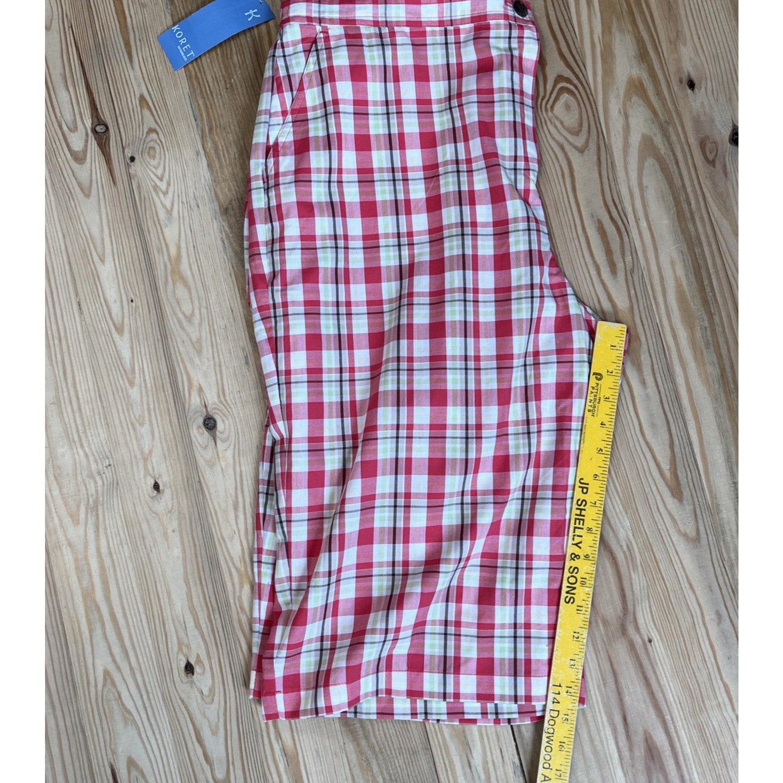 WOMENS SIZE 20W PINK PLAID KORET 2 POCKET ELASTIC WAIST SHORTS