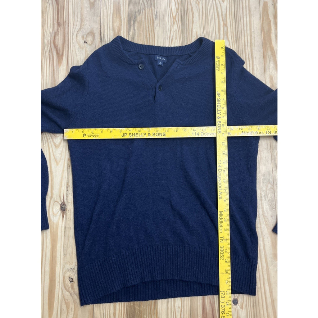 J.CREW Long Sleeve HENLEY SWEATER SIZE M LAMBSWOOL Blend BLUE SOLID