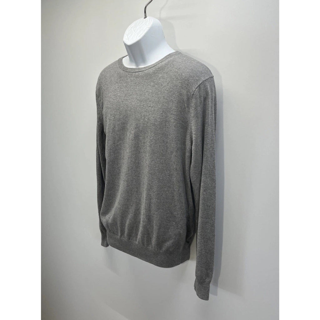J Crew Sweater Harbor Cotton Merino Wool Blend Size L Large Gray Crew Neck