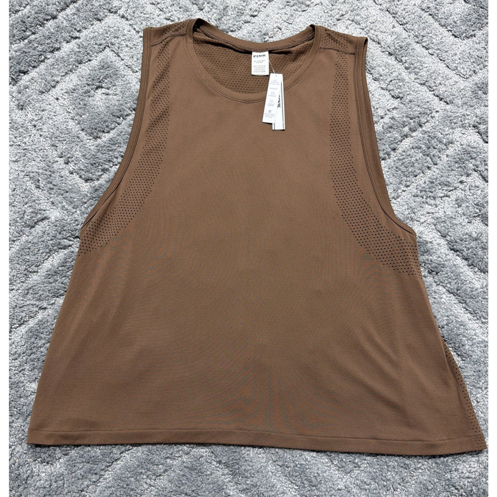 Victoria's Secret Pink Women's Seamless Drapey Muscle Tank Size XXL Brown New