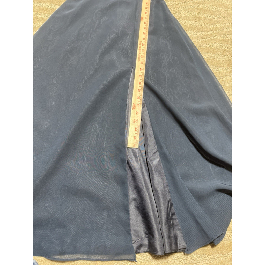 NWT BXZ Girls Size 10 Dusty Blue Chiffon Maxi Dress Puff Sleeve Formal