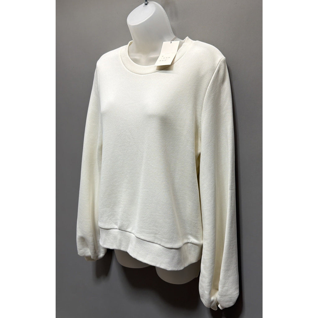 NWT Women's M Boxy Oversized Pullover Sweater A New Day cream balloon sleeve
