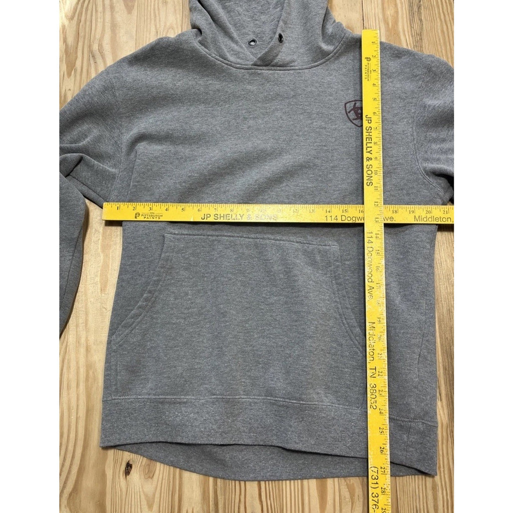 Ariat Hoodie Men M Heather Grey Graphic Logo Pullover