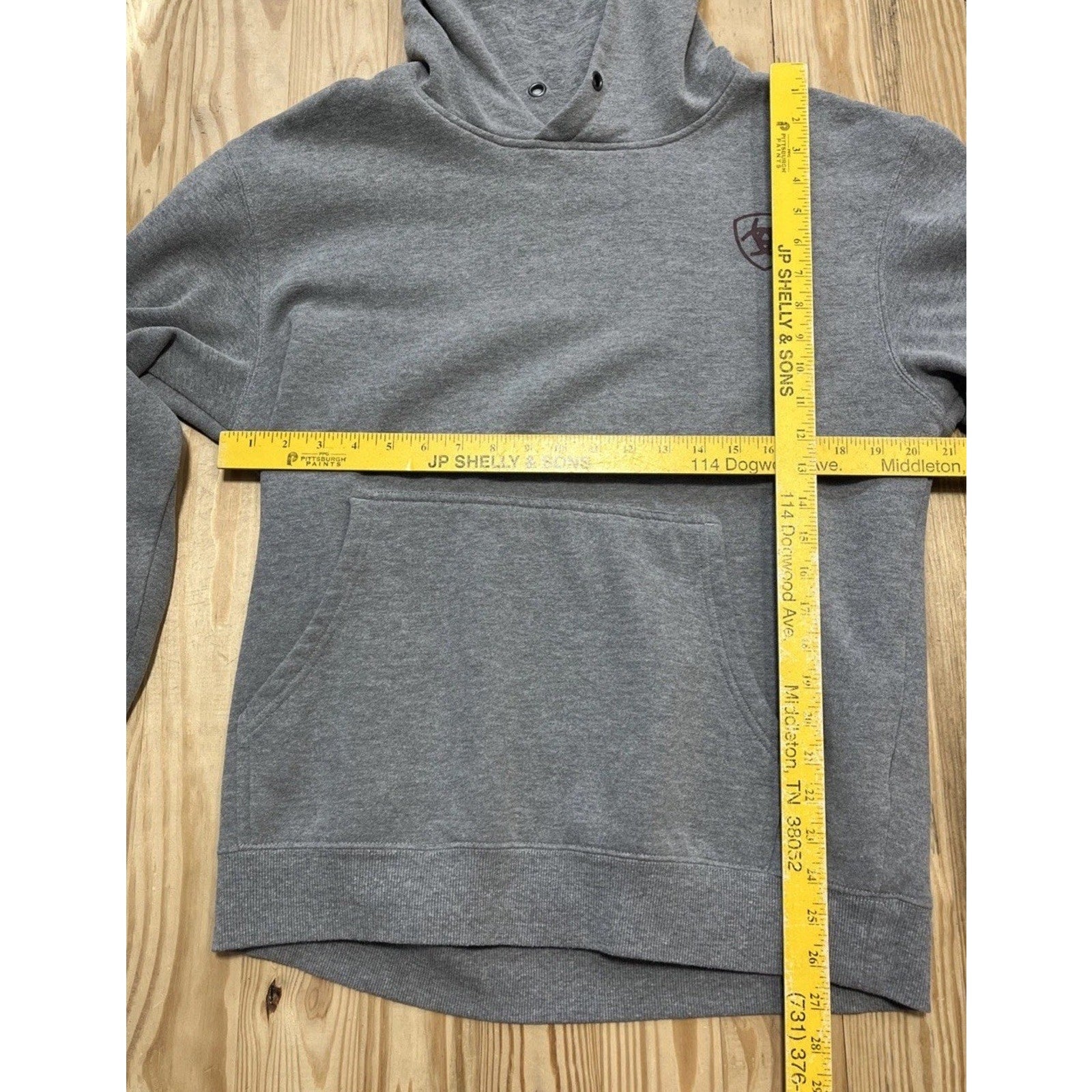 Ariat Hoodie Men M Heather Grey Graphic Logo Pullover