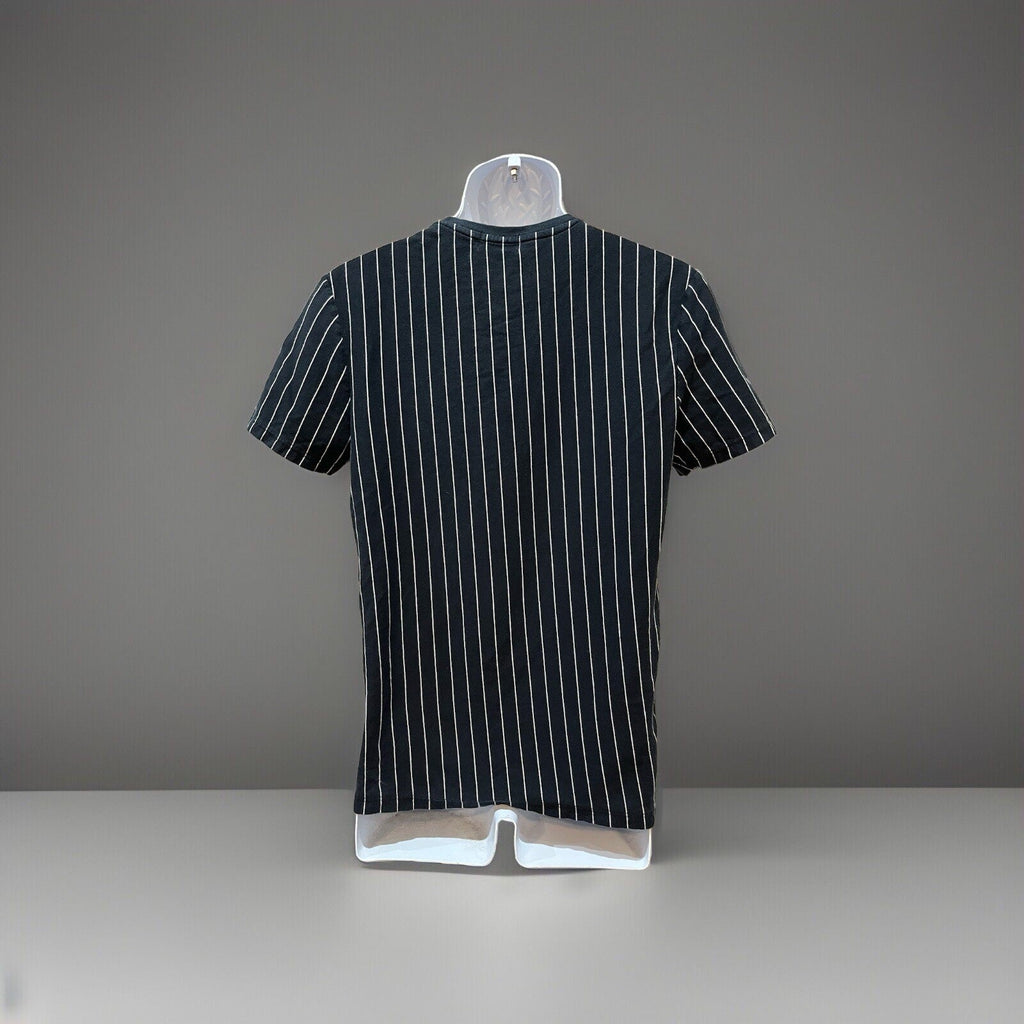 TOP Black White Striped Short Sleeve Jersey T-shirt Sports Tee Training Men's S