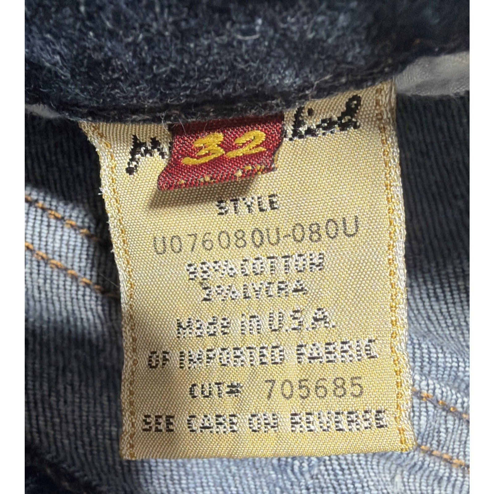 7 For All Mankind Flare Denim Jeans Blue Embroidered Pocket 32x29 Hemmed