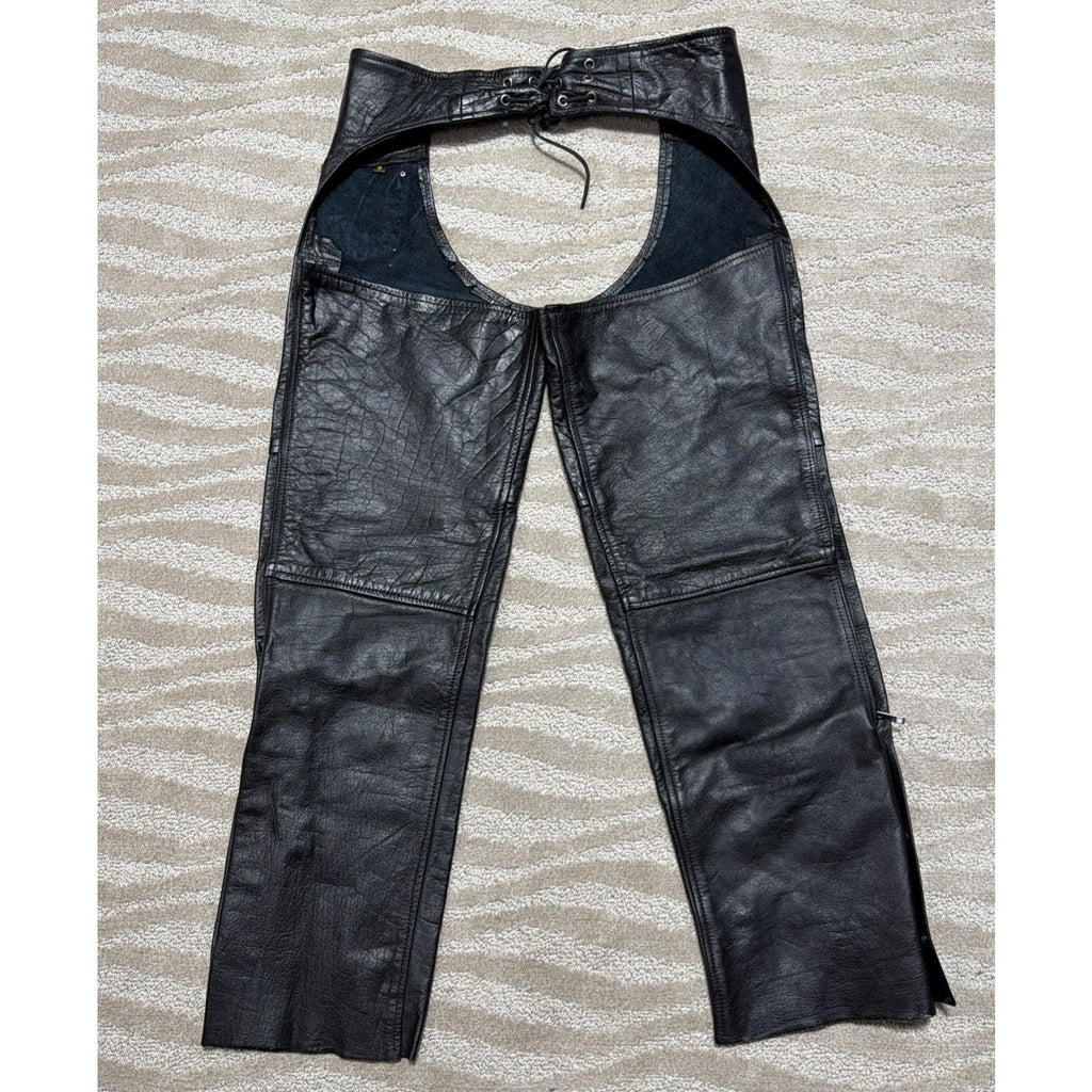 Hot Leathers Unisex S Chaps Adjustable Waist Cowboy Motorcycle Biker Black