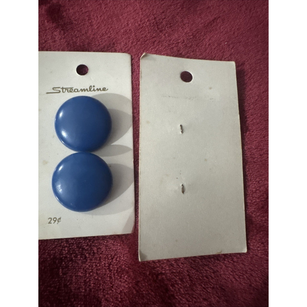 Vintage Streamline Blue Round Shank Buttons Lot of 4 NOS Original Cards 1 Inch