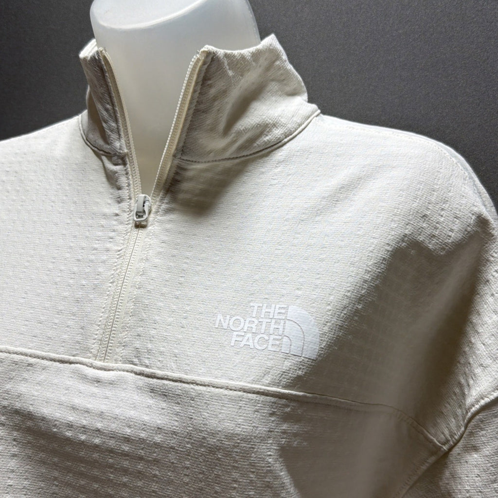 The North Face Women's Tekware Grid 1/4 Zip Jacket White Dune Size Small Stretch