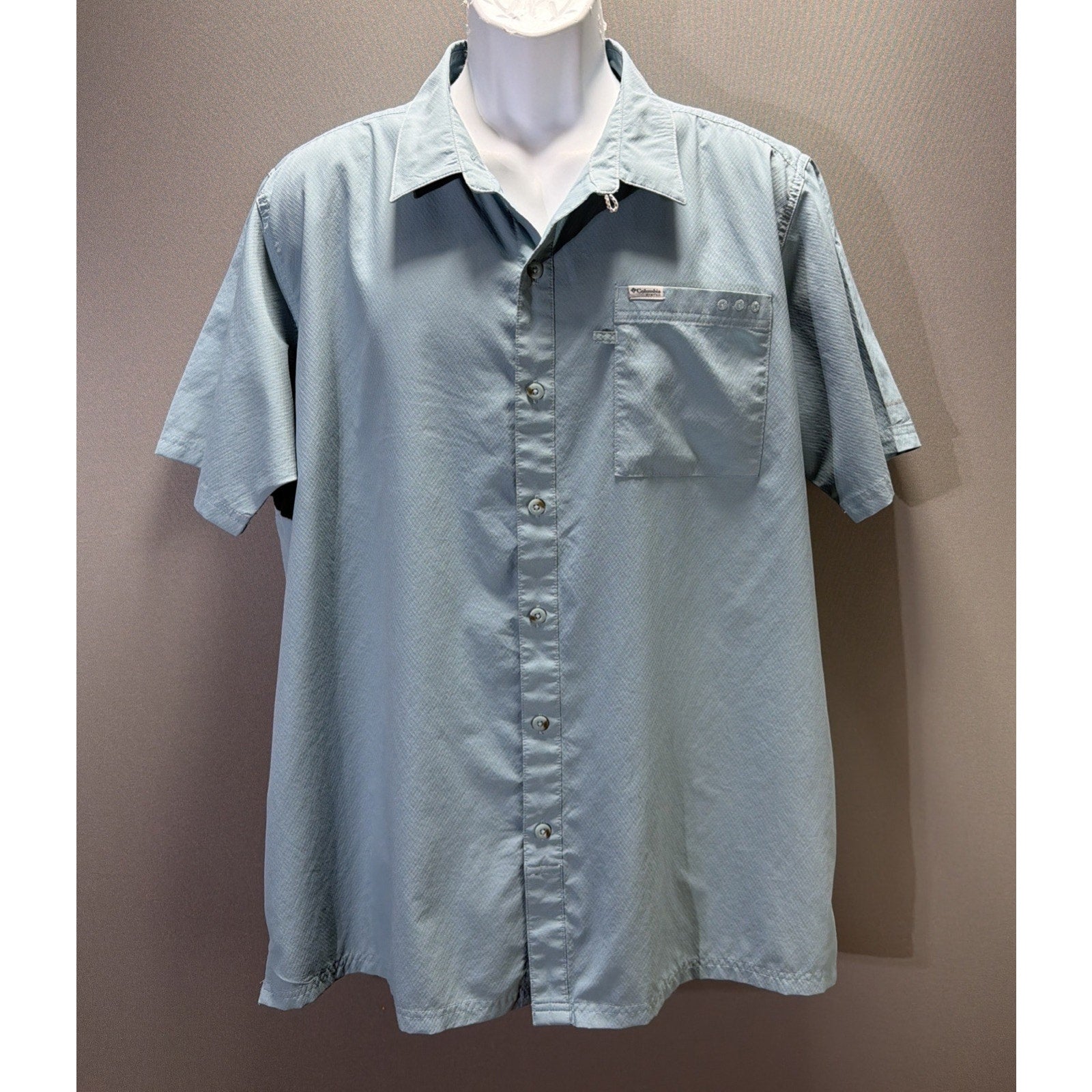 Columbia PFG Slack Tide Shirt Men's Big 1X Blue Omni-Wick UPF 50 Fishing