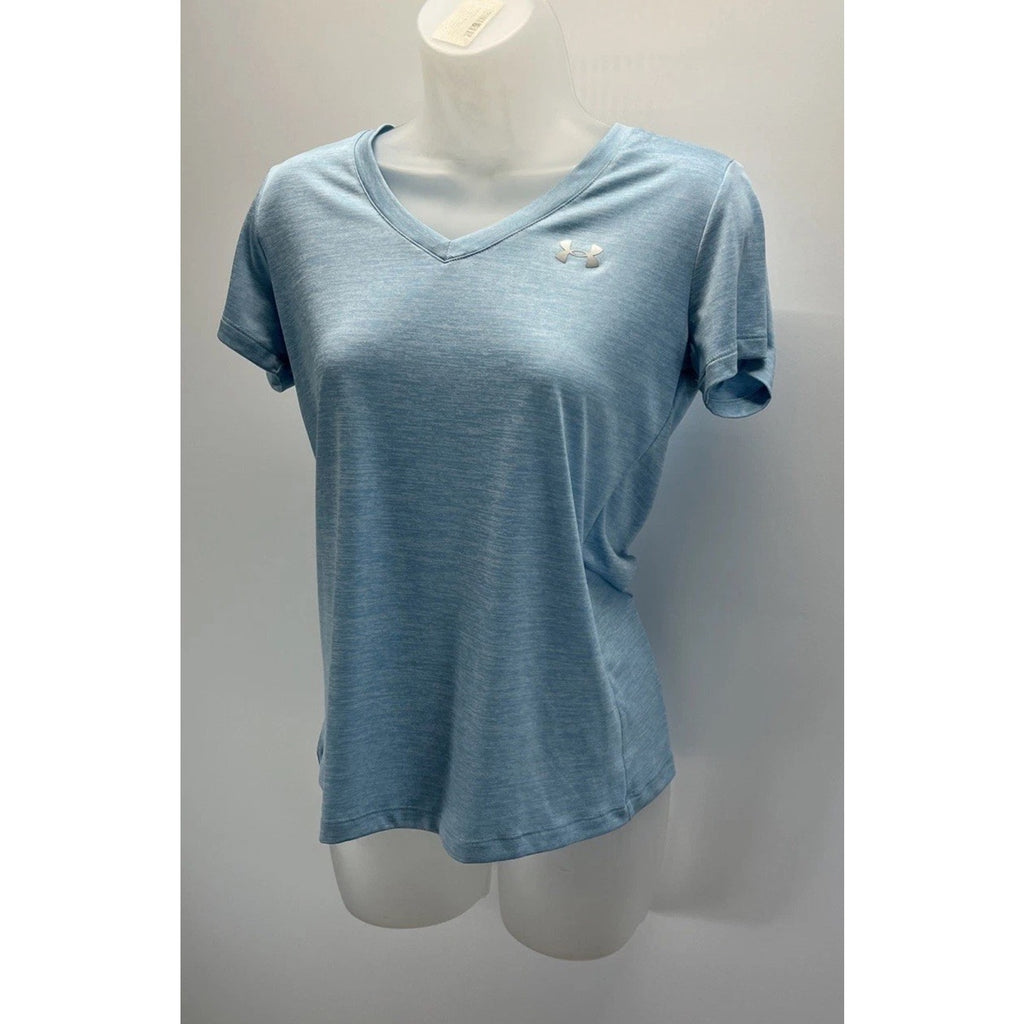 Under Armour Short-Sleeve V Neck T-Shirt, Blue /Metallic Silver, XS