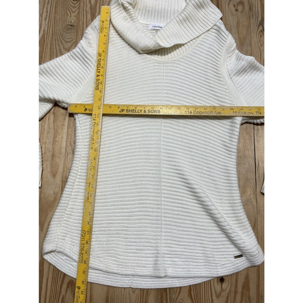 Calvin Klein Women's Sz XL Long Sleeve Cowl Neck Sweater Ivory