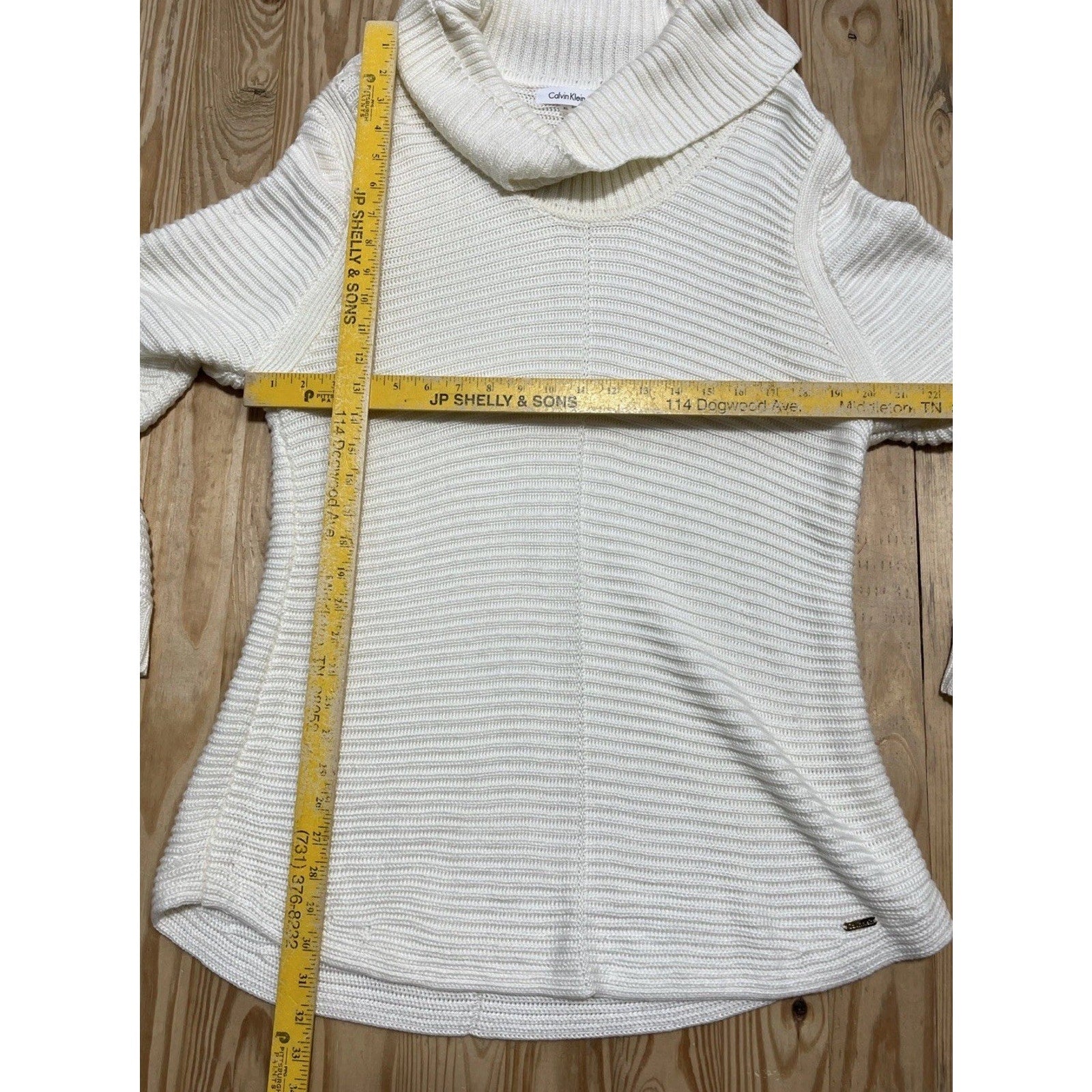 Calvin Klein Women's Sz XL Long Sleeve Cowl Neck Sweater Ivory
