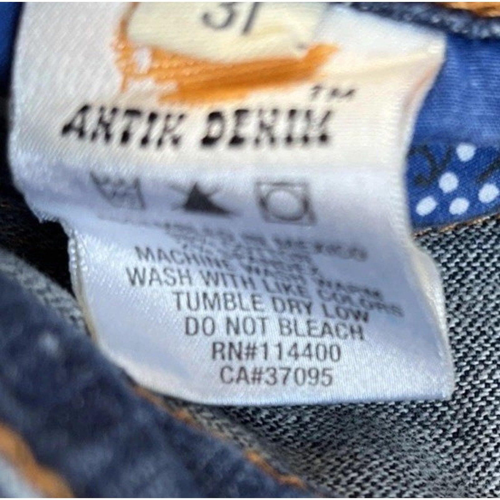 Antik Denim Women size 31 Distressed Bell Bottom Blue Jeans Stitching Southwest