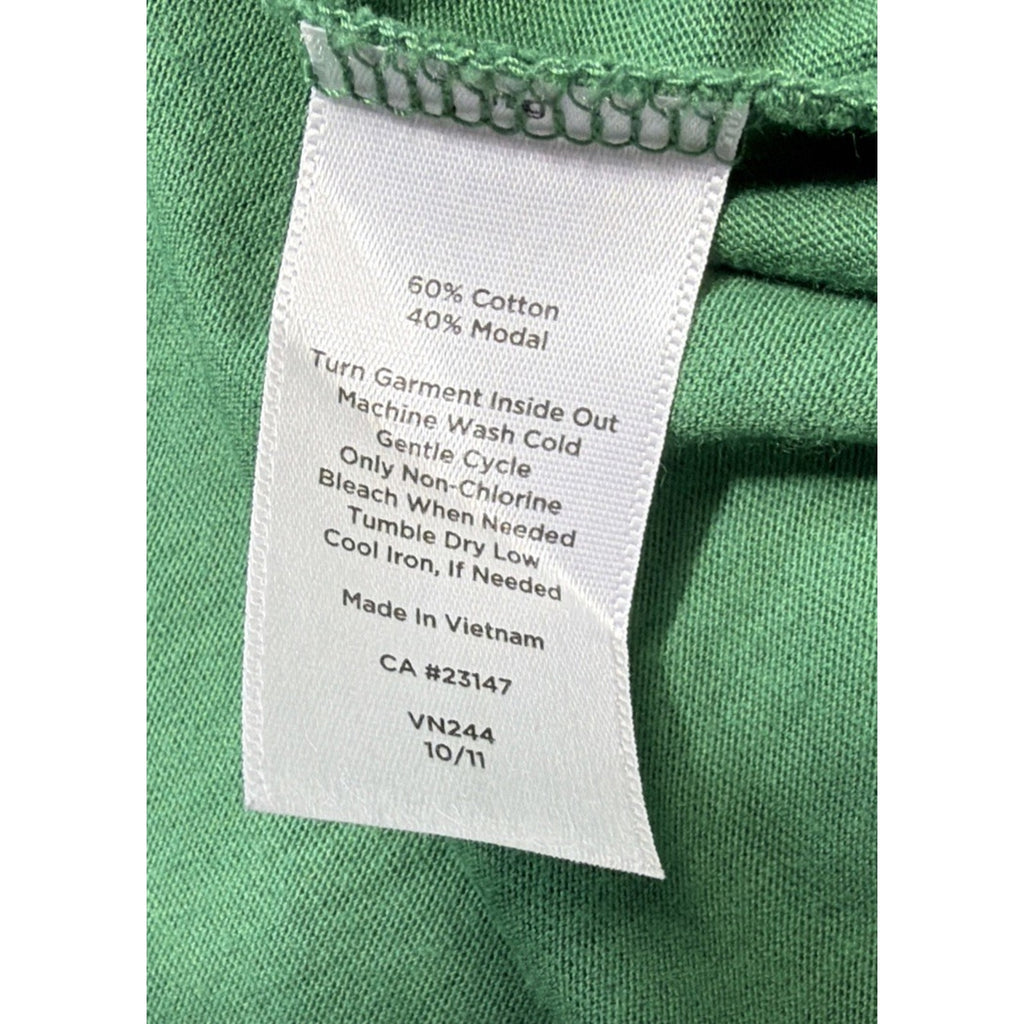 Talbots Sz Petite Medium Green Cotton Modal Shirt Tunic Split Neck Minimalist