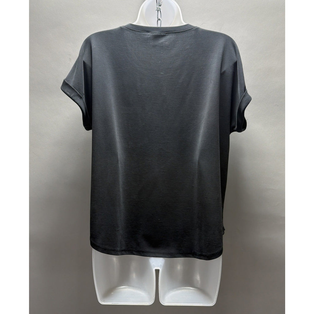 Cable & Gauge Studio Black Modal Blend Short Sleeve Button Size M Stretch