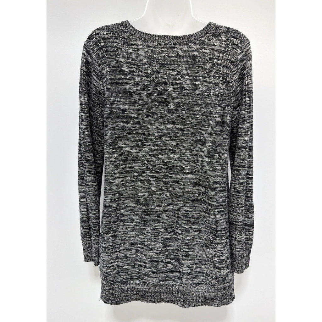 JEANNE PIERRE Knit Sweater Tunic Black & White Sz. Medium With Front Pockets