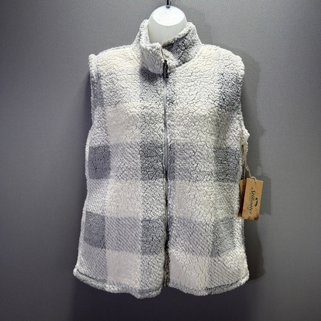 Stillwater Supply Co Vest Womens L Full Zip Super Soft Fleece Gray White NWT