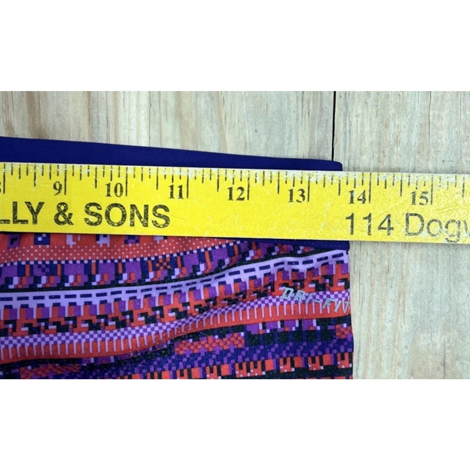 Nike Pro Dri-Fit Size Large Purple Red Geometric Gym Yoga Full Length Leggings