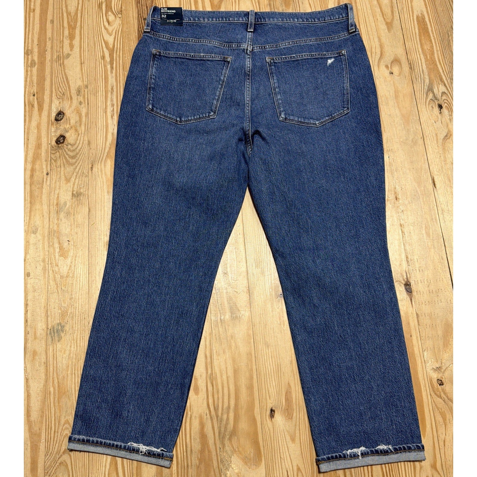 New J.Crew All Day Stretch Slim Boyfriend Jeans Women Size 32 Blue Denim