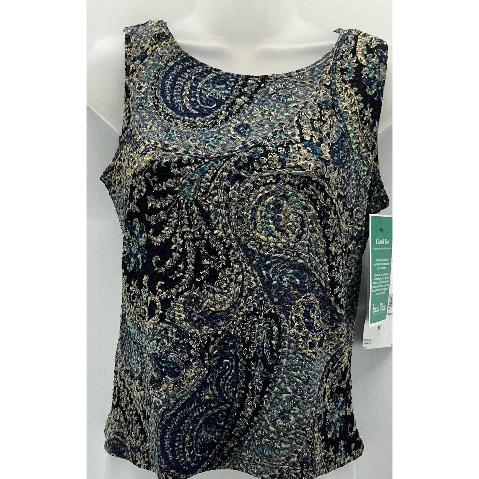 MSK Womens Sleeveless Blouse Top, Metallic, Size M New With Tags MADE IN USA.