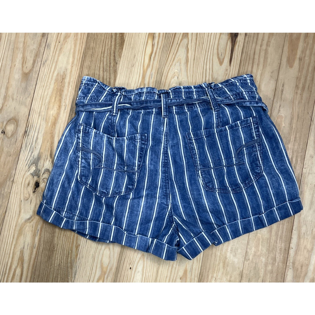 American Eagle Striped Chambray Shorts Women's Size 4 High Waisted