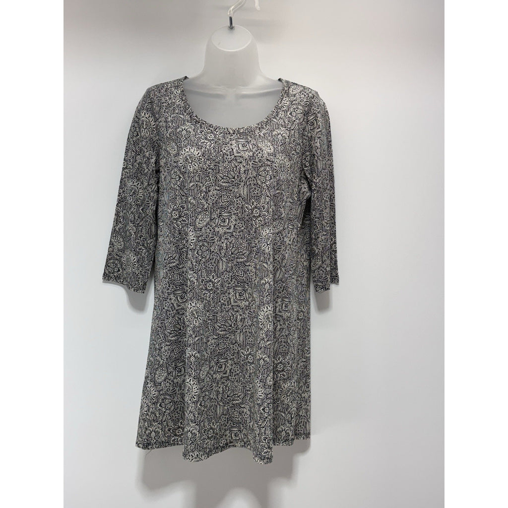 J. Jill Black Gray Tunic Ballet Sleeves Floral Print Women’s Size Small NWT