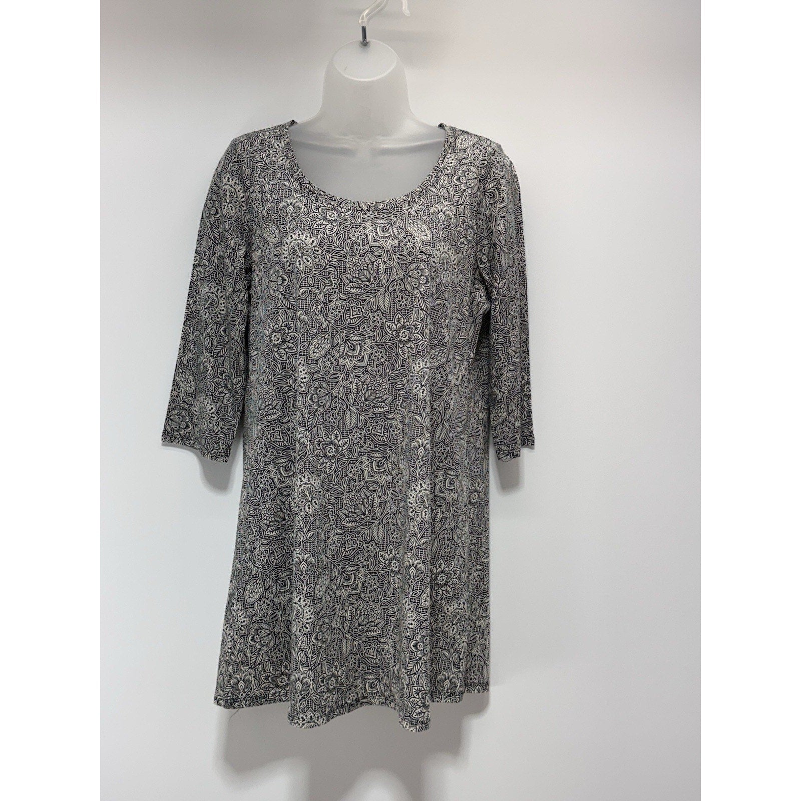 J. Jill Black Gray Tunic Ballet Sleeves Floral Print Women’s Size Small NWT