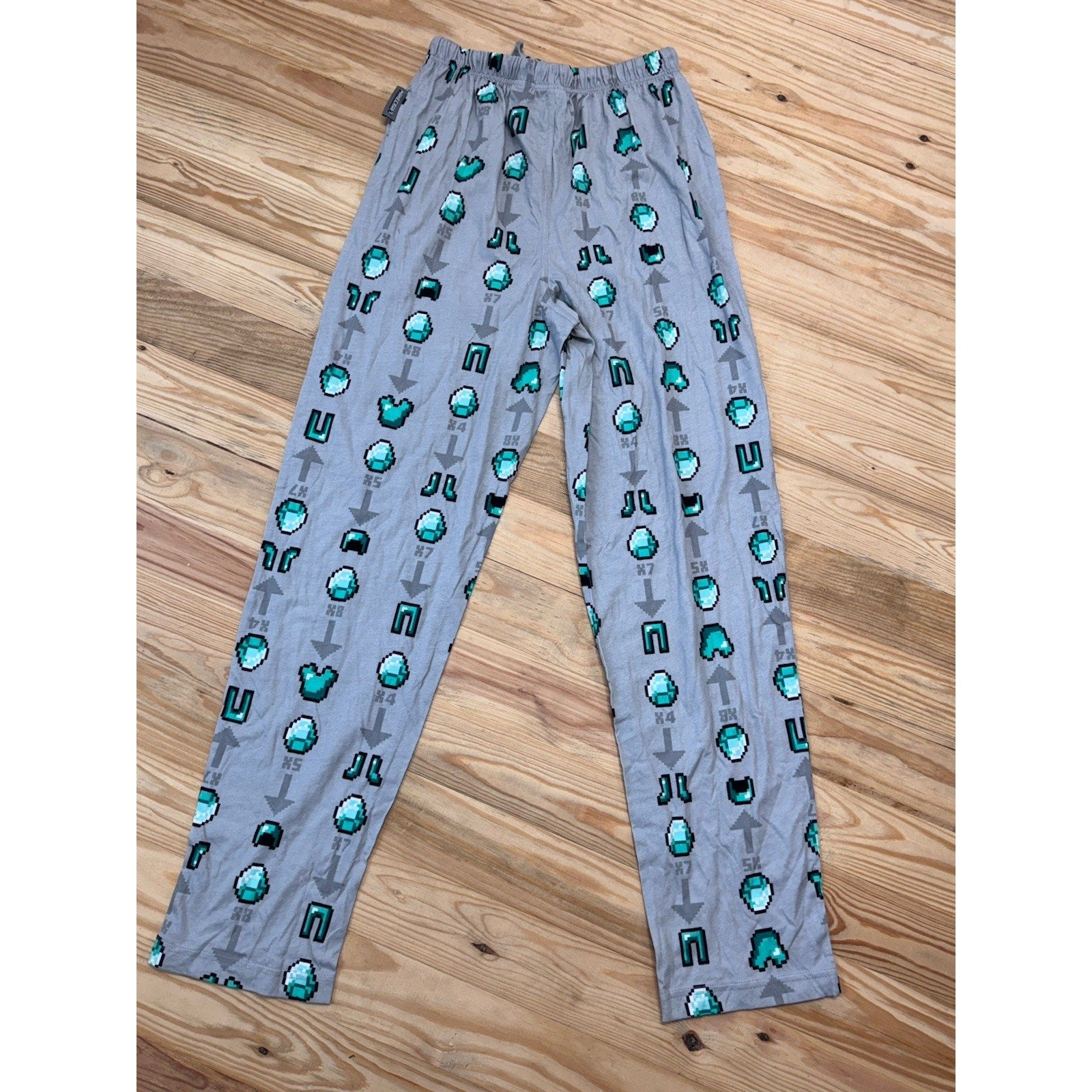 Minecraft Men’s Diamond, Diamond Armor Gray Printed Lounge Sleep Pants Small