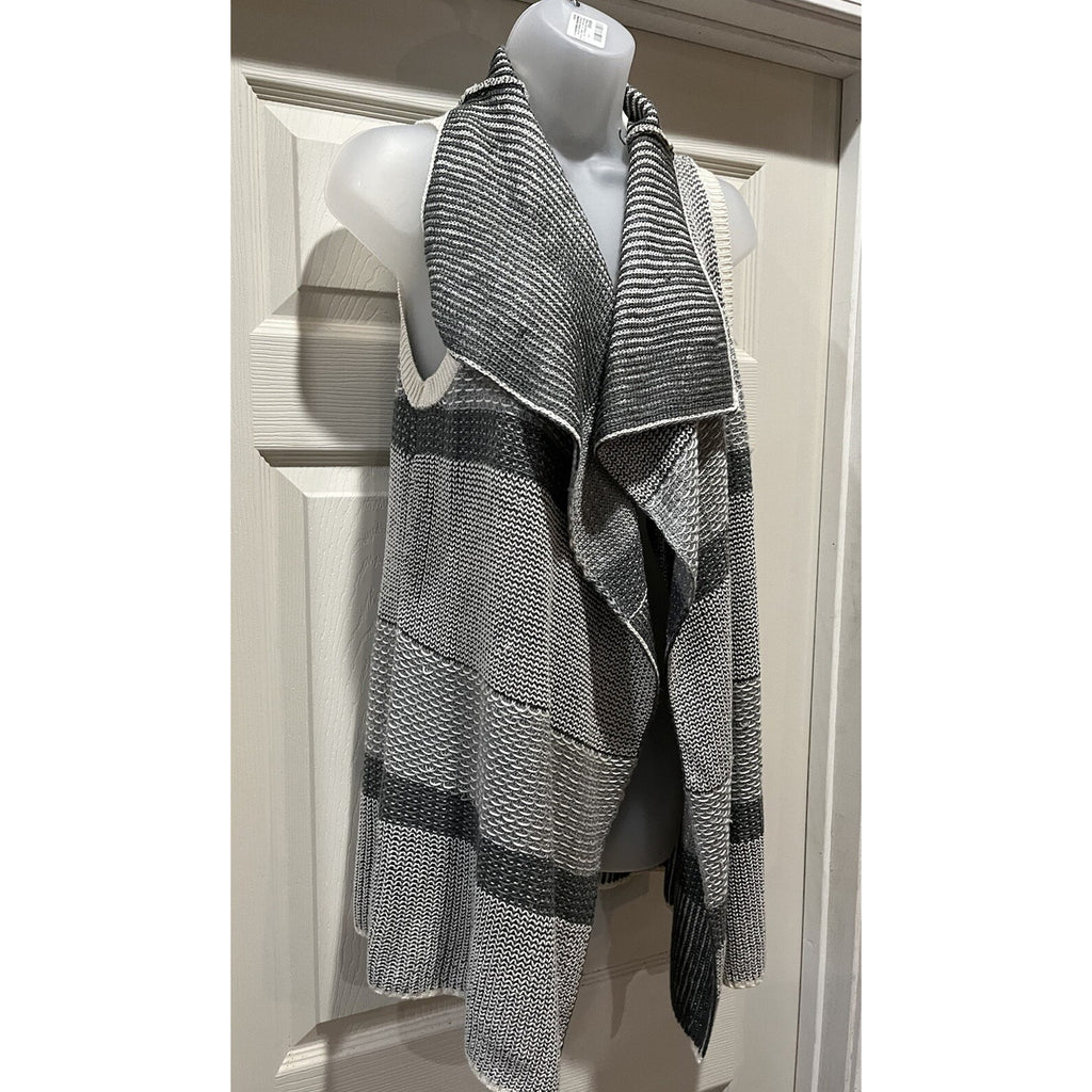 Cato Women's L Cardigan Sweater Sleeveless Stripe Open Front Vest EUC