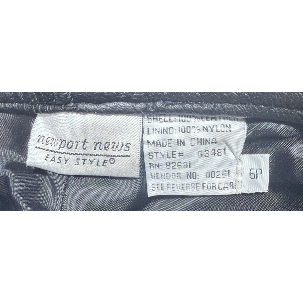 Newport News Jeanology High Rise Leather Pant Womens Size 6P Black Lined 26x28.5
