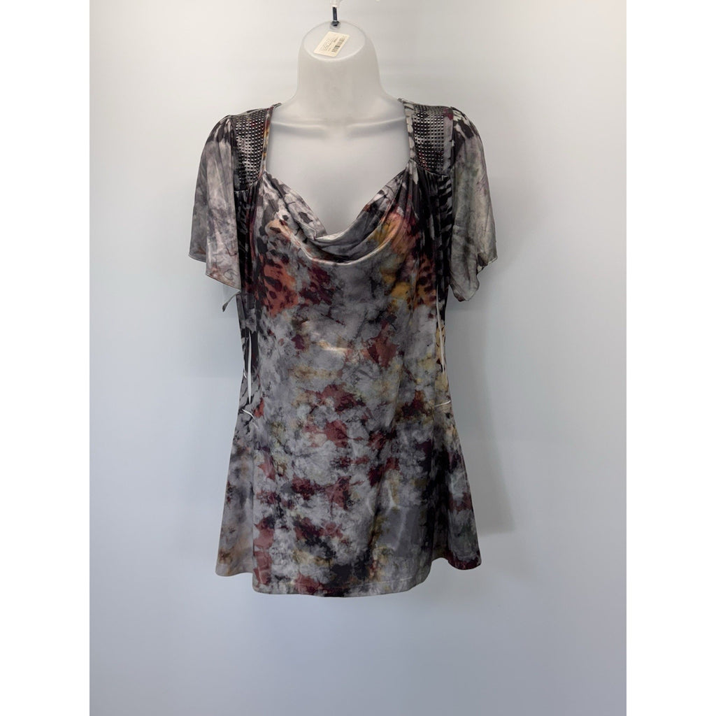 Live and Let Live Women’s PM top Multicolored Embellishments Short Sleeve