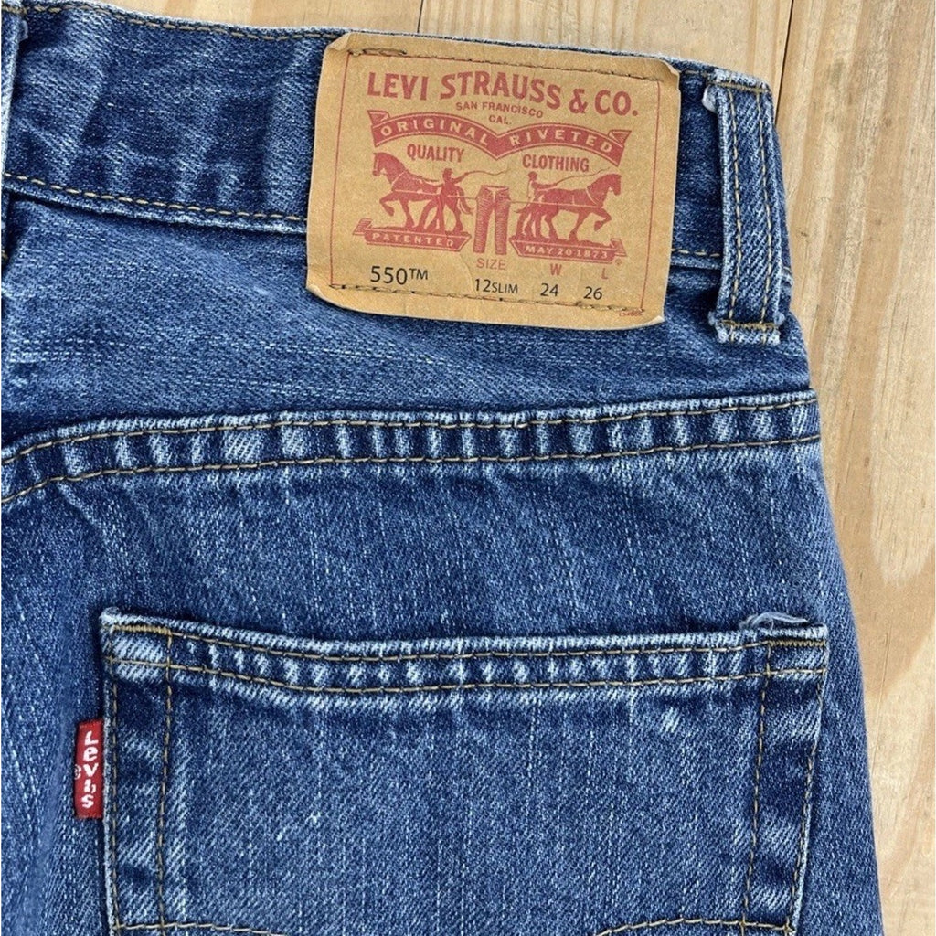 Levi’s 550 Boys Relaxed Fit Blue Jeans Size 12 Slim 24x26 Medium Wash Denim