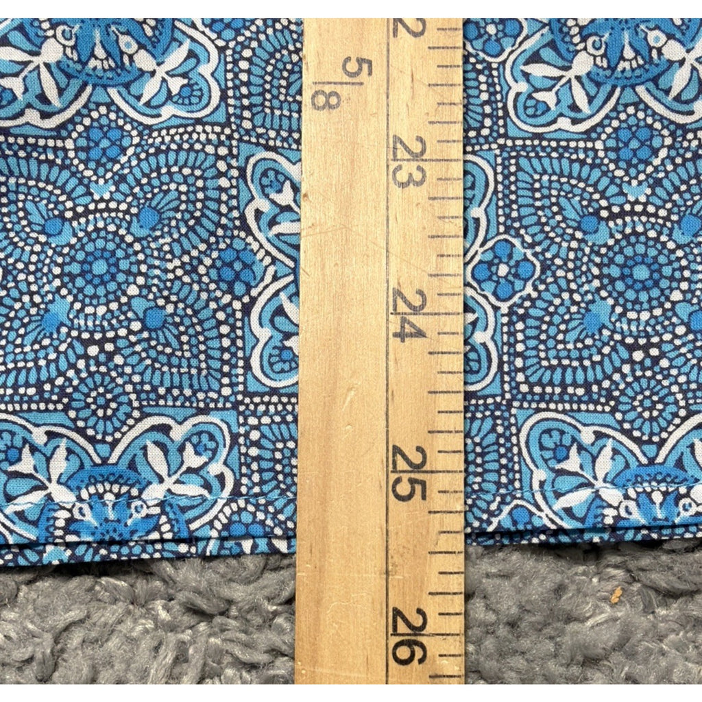 Talbots Popover Blue Medallion Scene Print 1/2 Button Shirt MP Career Casual