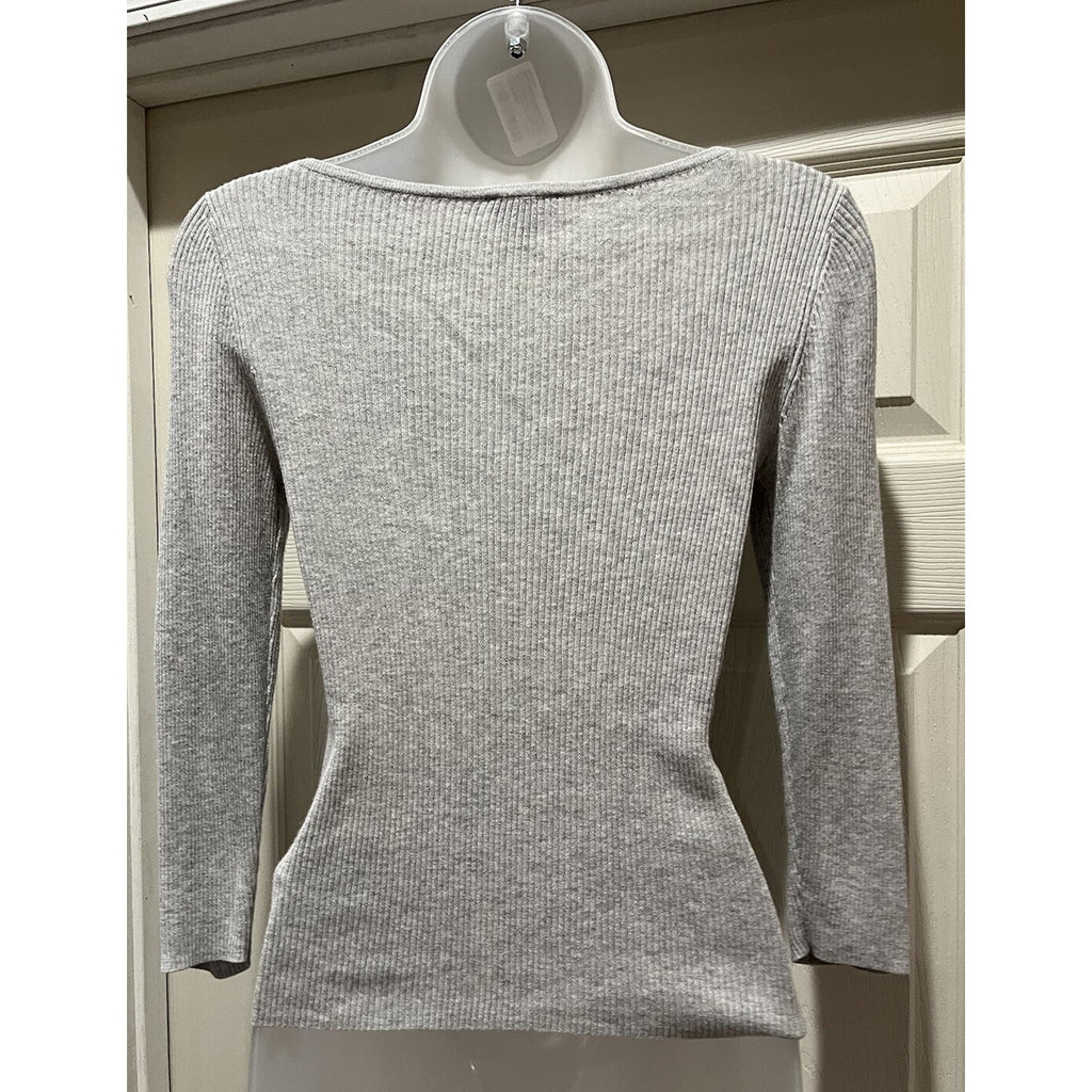 Express Womens Cotton Blend LS Scoop Neck Gray Sweater Shirt Women's Size XS