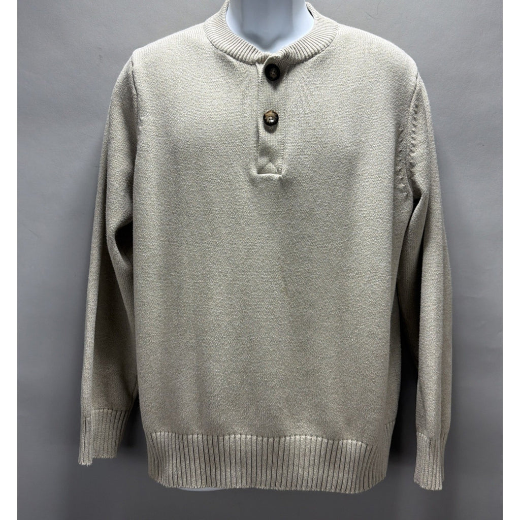 Eddie Bauer Sweater Mens L Button Henley Pullover Long Sleeve Combed Cotton