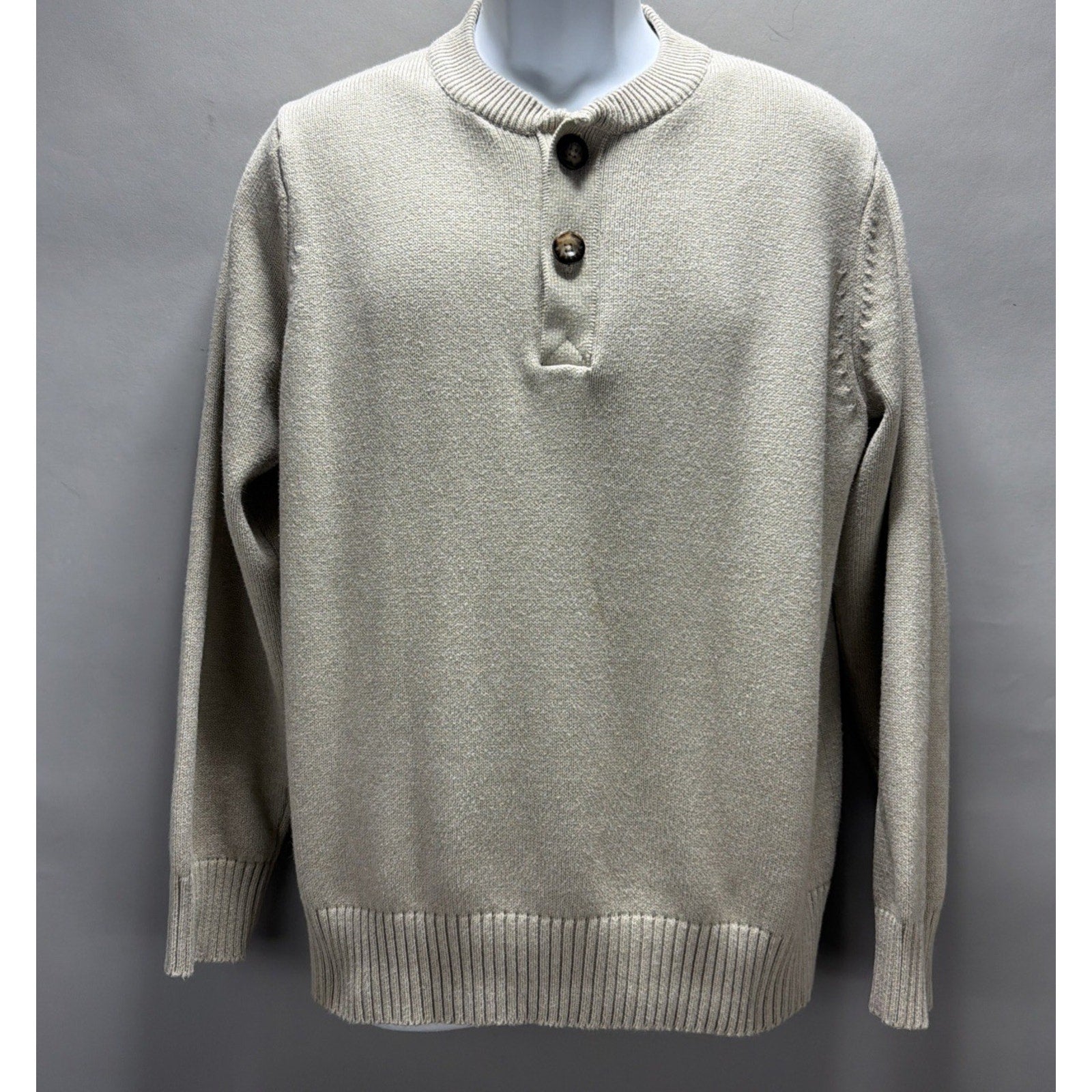 Eddie Bauer Sweater Mens L Button Henley Pullover Long Sleeve Combed Cotton