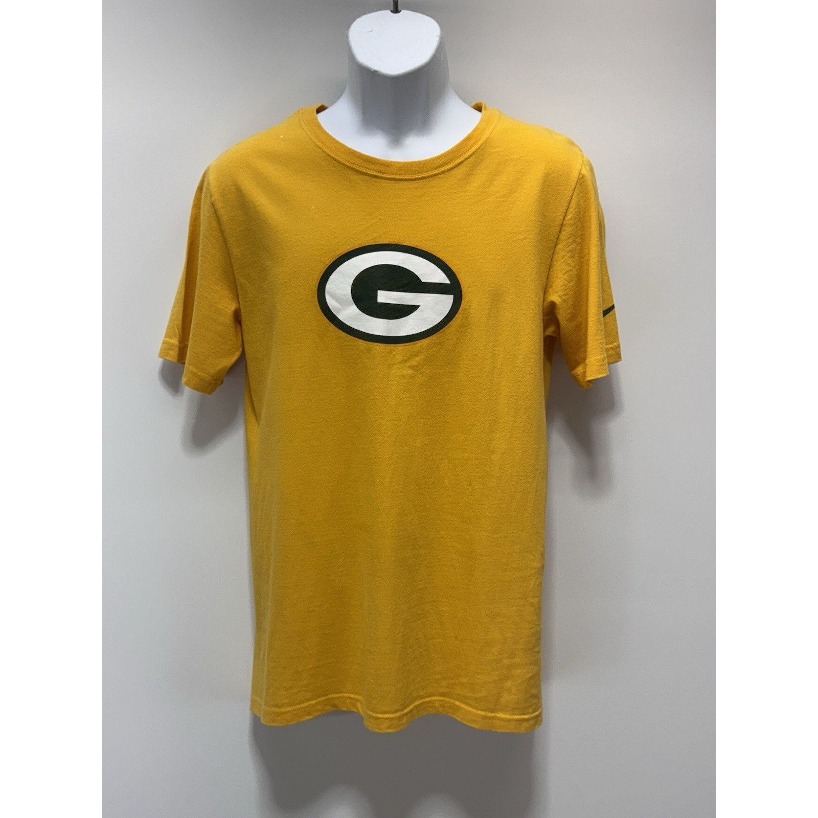 Nike On Field Green Bay Packers Yellow Men's Dri Fit T-Shirt Size Small -spots