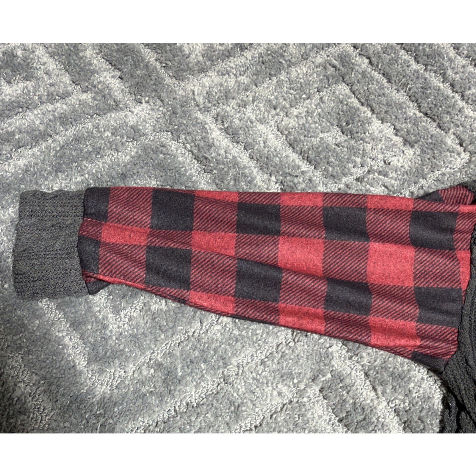 Luukse Women's Gray Plaid Sleeve Knit Casual Sweater Cabincore Cozy Casual 2X