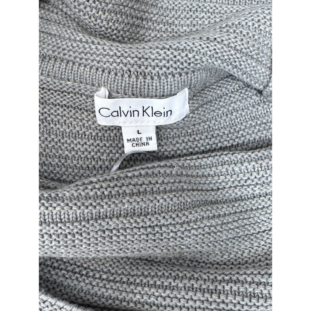 Calvin Klein Gray Cowl Neck Sweater Ribbed Cotton Blend Women’s Size Large