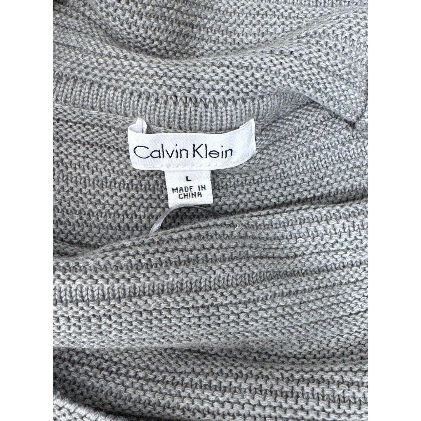 Calvin Klein Gray Cowl Neck Sweater Ribbed Cotton Blend Women’s Size Large