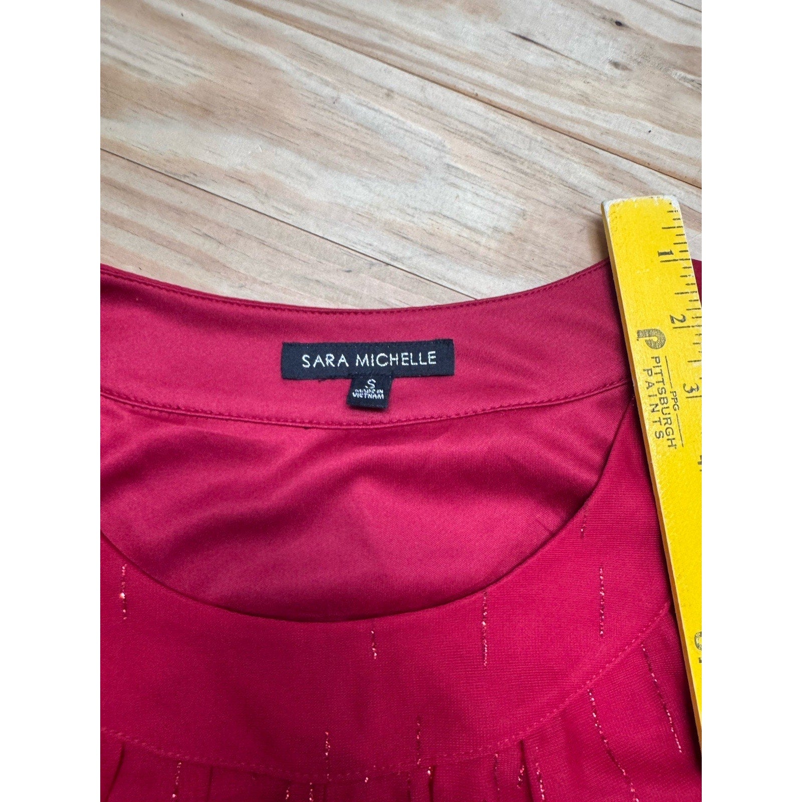 Sara Michelle Top Red Black Ombre Sparkes Shimmer Sz S