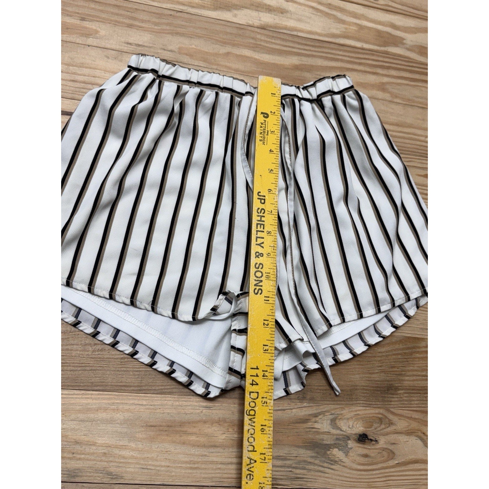 She + Sky Striped High Rise Elastic Waist Brown Black White Women’s Size Medium