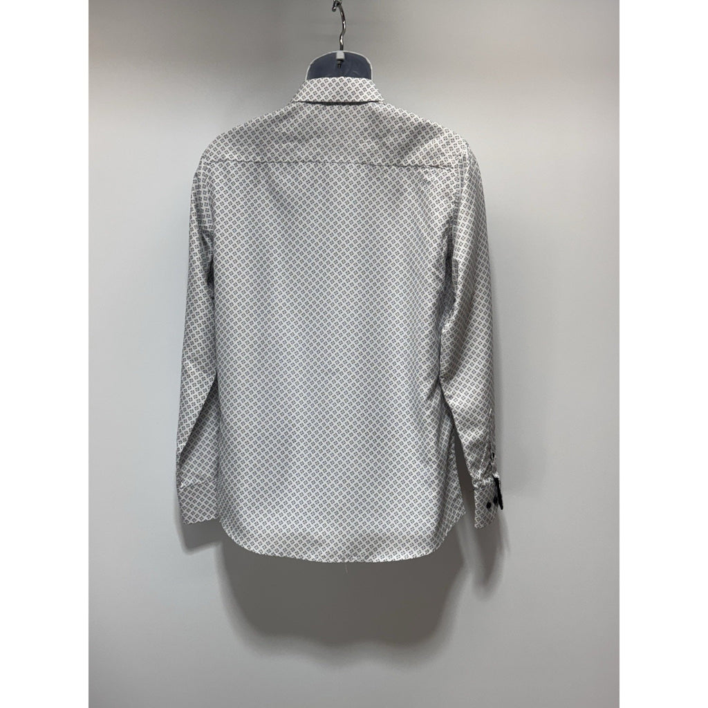 NWT Silver Stone White Black Geometric Print Modern Fit Button-Up Shirt Mens M
